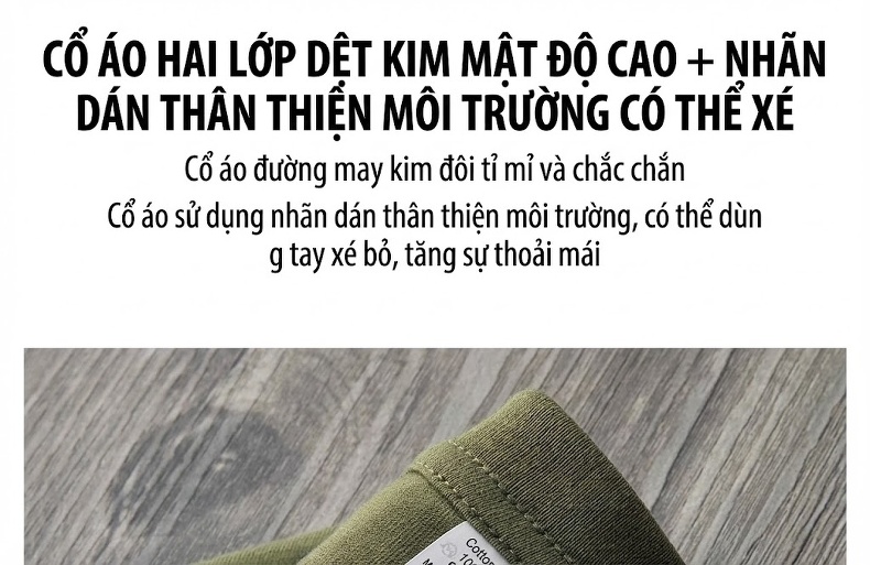Áo Thun Tay Dài Nam Cotton 270g Cổ Tròn Dáng Rộng Màu Xám, Trắng, Đen, Xanh... chi tiết 6