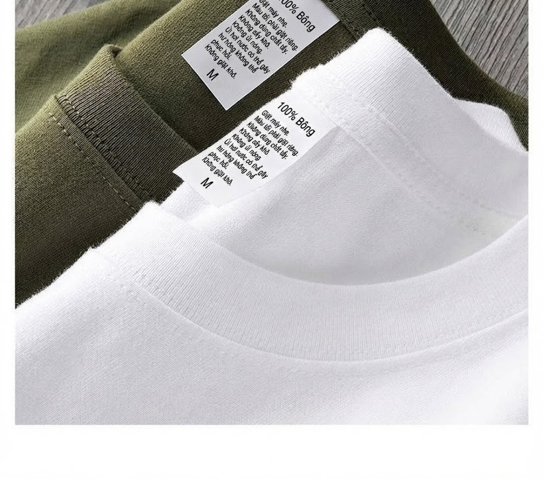 Áo Thun Tay Dài Nam Cotton 270g Cổ Tròn Dáng Rộng Màu Xám, Trắng, Đen, Xanh... chi tiết 7