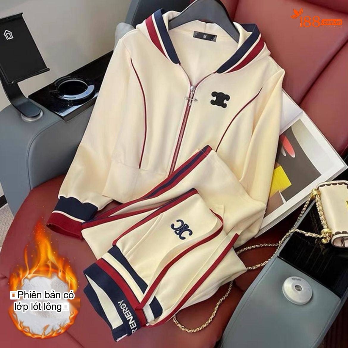 Bộ đồ thể thao nữ dáng rộng áo hoodie quần ống suông