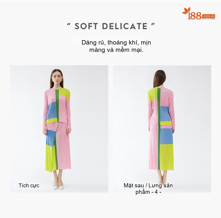 Set Bộ Áo Dài Tay Cổ Tròn In Họa Tiết Và Chân Váy Xếp Ly Cạp Cao Màu Hồng, Xanh Dương, Xanh Lá, Vàng chi tiết 3