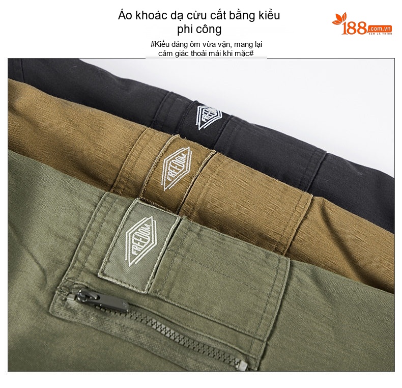 Áo Khoác Bomber Nam Lông Cừu Non Dày Dặn Giữ Ấm Phong Cách Công Sở Màu Xanh Rêu, Đen, Nâu chi tiết 3