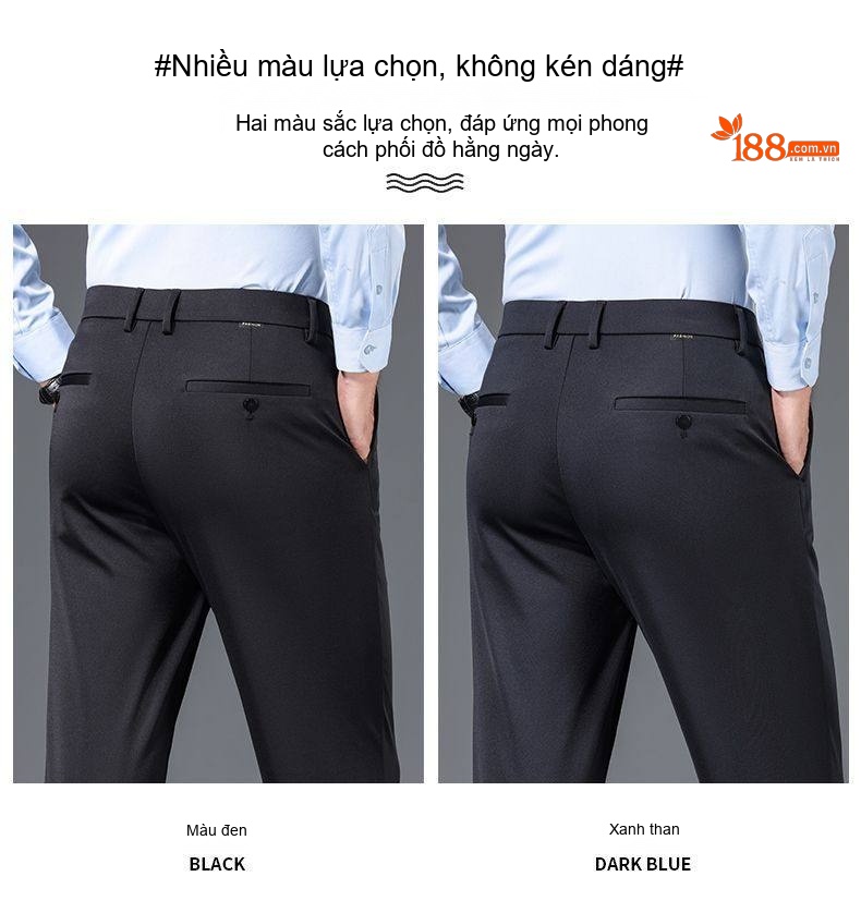 Quần Tây Nam Ống Đứng Lót Lông Cừu Dáng Suông Màu Đen chi tiết 4