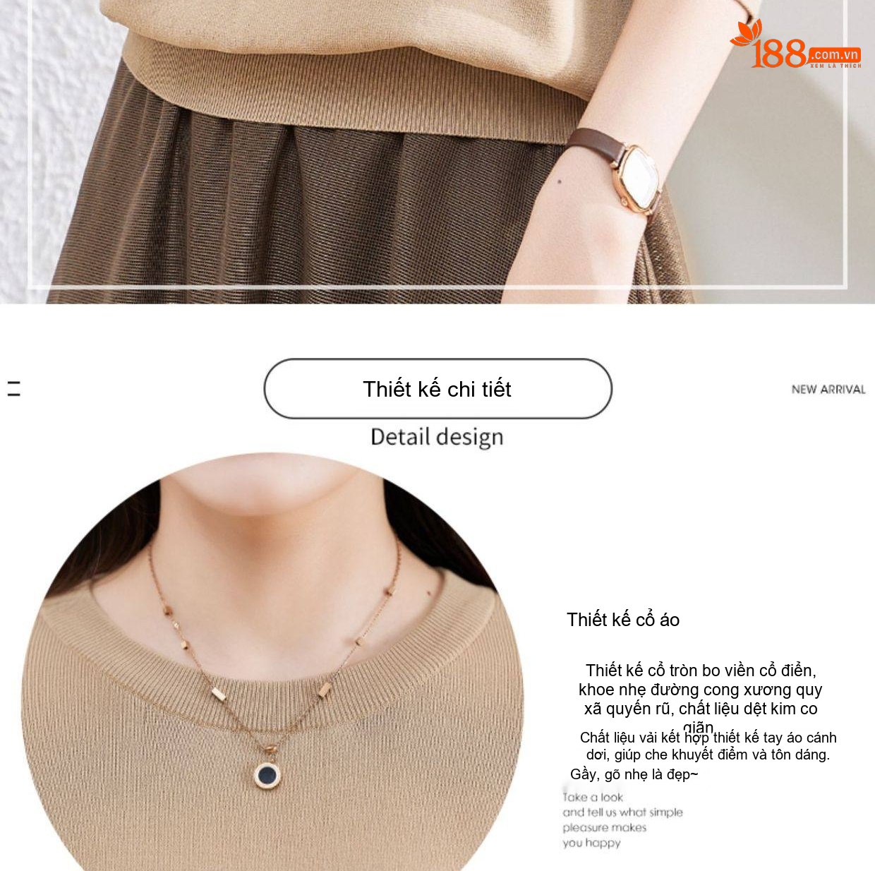 Set Váy Áo Thu Nữ Thiết Kế Dáng Rời Phong Cách Hàn Quốc Màu Be, Nâu chi tiết 7