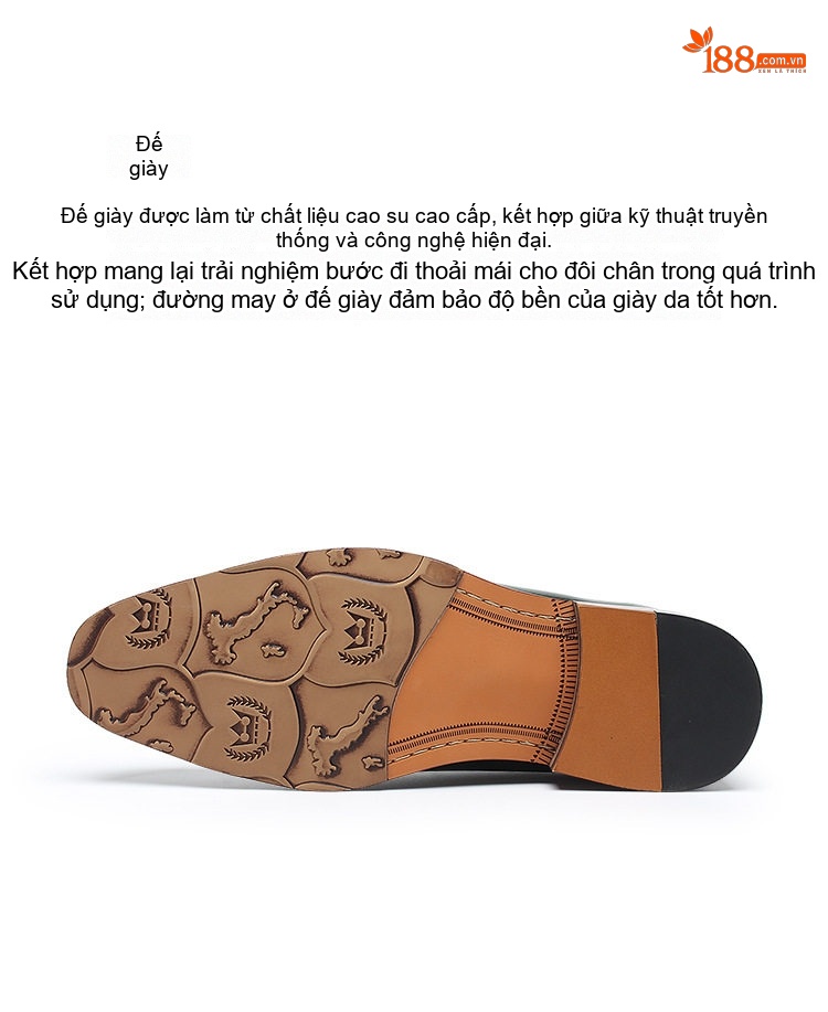 Giày Tây Buộc Dây Nam Da Bò Bóng Chiều Cao Đế Khoảng 3cm Màu Đen, Nâu, Xanh, Lục... chi tiết 15