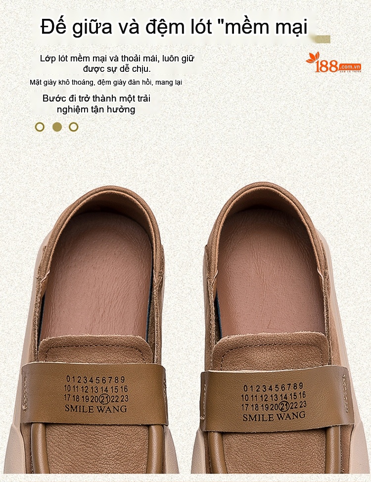 Giày Lười Nữ Da Mờ Đế Bệt Chiều Cao Đế Khoảng 3cm Màu Nâu chi tiết 7