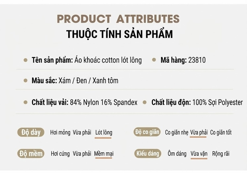 Áo Khoác Bông Nam Cotton Lót Lông Cổ Bẻ Dày Dặn Giữ Ấm Màu Xám, Đen, Xanh Navy chi tiết 16