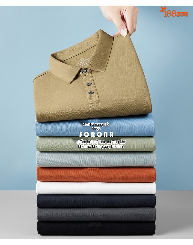 Áo Polo Nam Cotton Pique Cổ Bẻ Ngắn Tay Thoáng Mát Màu Trắng, Đen, Xám, Xanh... chi tiết 4