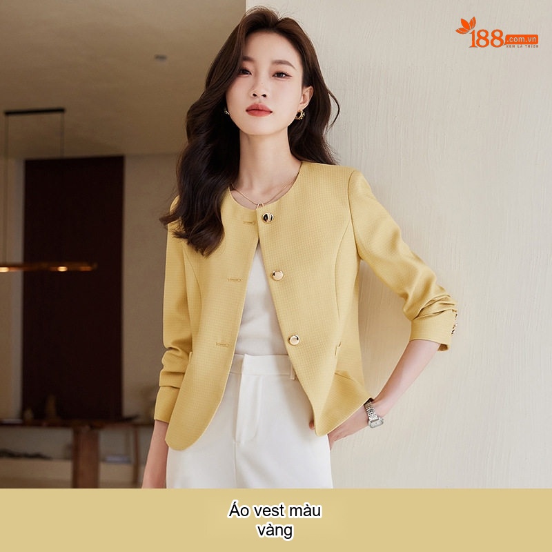 Áo Khoác Blazer Nữ Phong Cách Hàn Quốc Công Sở Thanh Lịch Màu Hồng, Kem, Xanh, Vàng