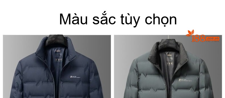 Áo Khoác Phao Nam Lông Vũ Dáng Ngắn Chống Gió Giữ Ấm Màu Xám, Xanh Navy, Đỏ Rượu, Đen chi tiết 11