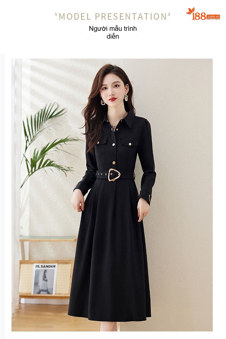 Váy Polo Nữ dáng chữ A Cao Cấp Thiết Kế Thanh Lịch Màu Đen, Nâu chi tiết 6