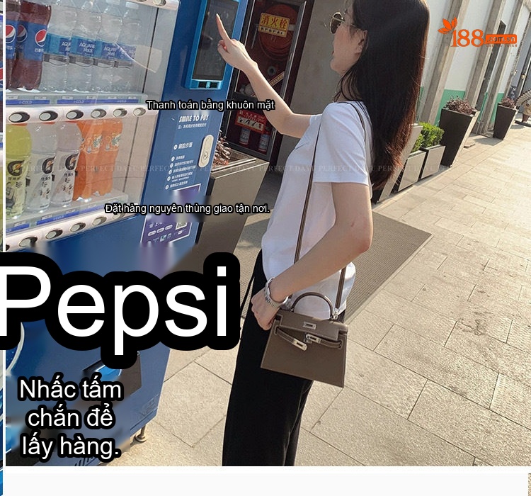 Túi Kelly Mini Da Bò Vân Tay Cầm Tay Đeo Vai Chéo Phong Cách Thời Trang Màu Trắng, Nâu, Xám, Đen... chi tiết 10