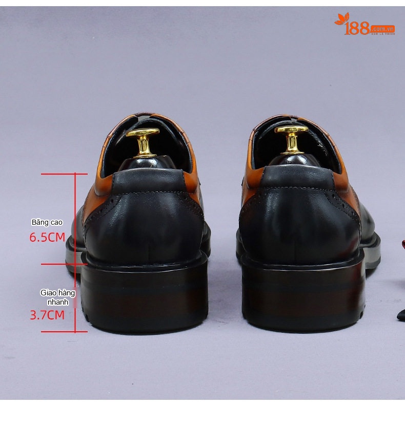 Giày Tây Nam Da Bò Phối Màu Công Sở Chiều Cao Đế Khoảng 3cm Màu Đen, Nâu chi tiết 17