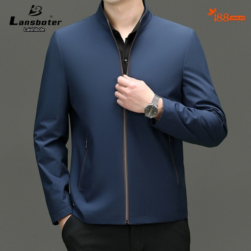 Áo Khoác Bomber Nam Cổ Trụ Mỏng Nhẹ Màu Xanh Navy, Xám, Đen