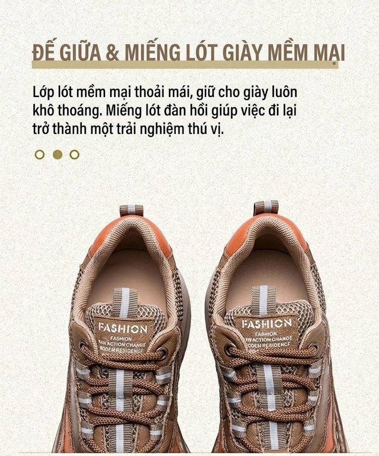 Giày Thể Thao Nữ Lưới Thoáng Khí Đế Bánh Mì Chiều Cao Đế Khoảng 4cm Màu Nâu, Xanh Lá, Vàng chi tiết 7