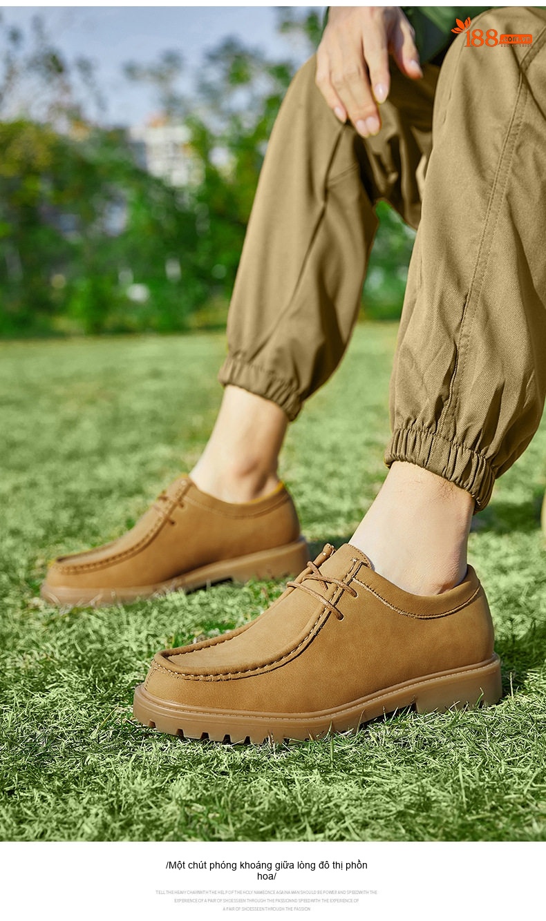 Giày Oxford Nam Giày Da Mờ Buộc Dây Phong Cách Nhật Bản Chiều Cao Đế Khoảng 3cm Màu Đen, Nâu, Xám, Xanh... chi tiết 14