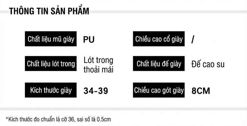 Giày Sandal Cao Gót Nữ Hở Ngón Da Mềm Quai Mảnh Gót Cao 8cm Màu Đen, Trắng, Vàng chi tiết 10