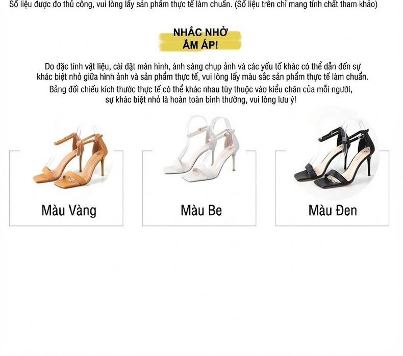 Giày Sandal Cao Gót Nữ Hở Ngón Da Mềm Quai Mảnh Gót Cao 8cm Màu Đen, Trắng, Vàng chi tiết 11