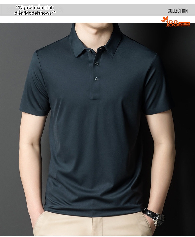 Áo Thun Polo Nam Tay Ngắn Thoáng Khí Phong Cách Hàn Quốc Màu Đen, Xanh Navy, Tím, Xám... chi tiết 4