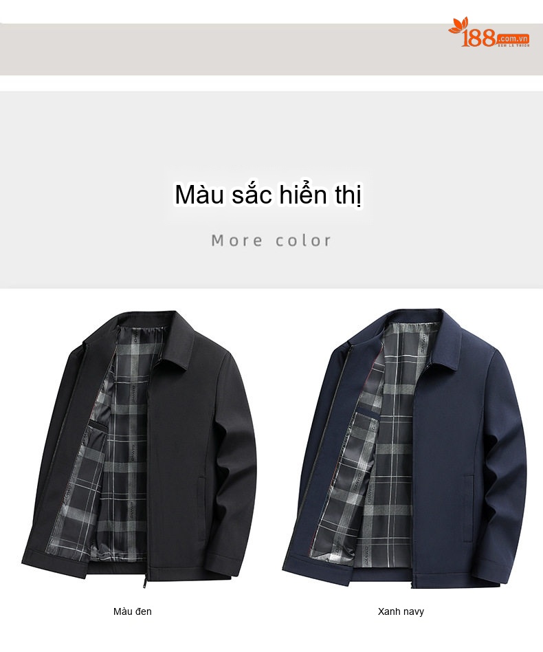 Áo Khoác Nam Cổ Bẻ Phong Cách Doanh Nhân Màu Xanh Đen, Đen chi tiết 10