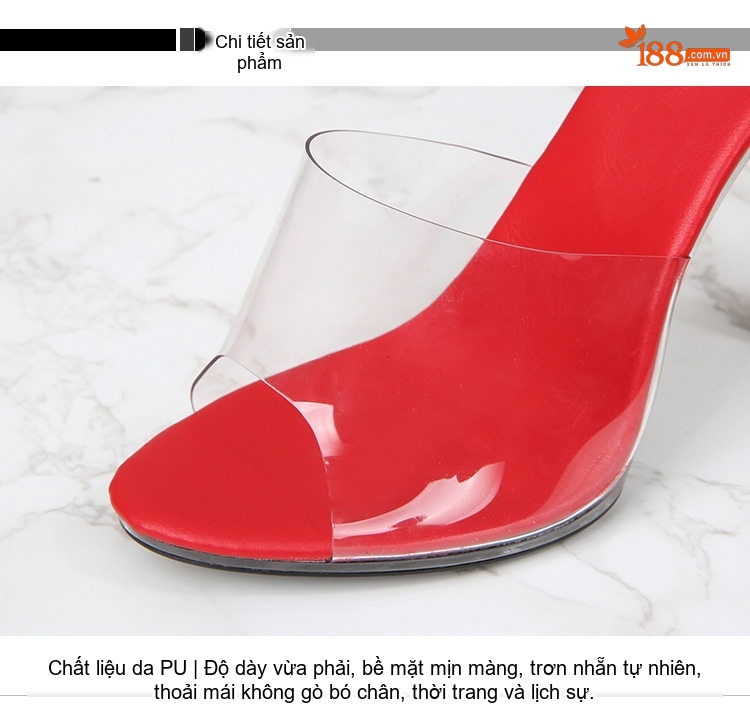 Dép Cao Gót Nữ Quai Trong Suốt Đính Đá Chiều Cao Đế 11cm Màu Đen, Trắng, Đỏ, Xanh... chi tiết 3