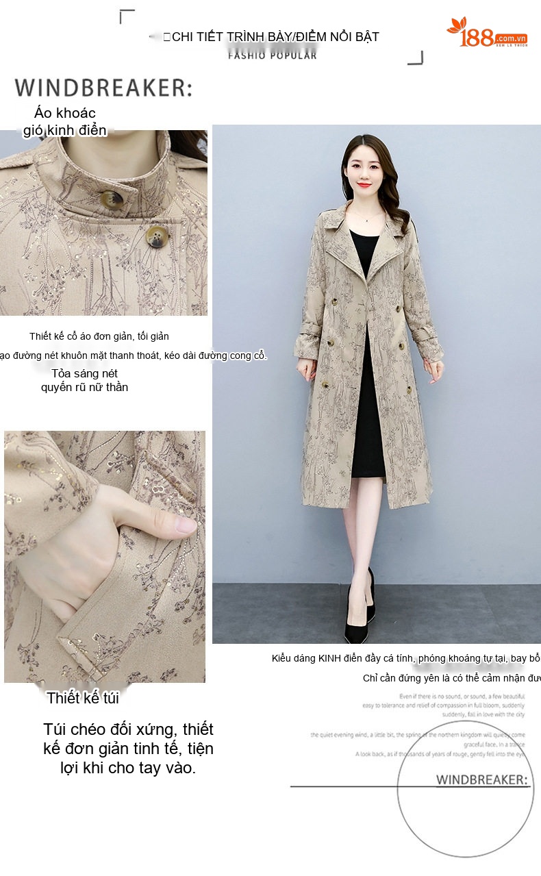 Áo Khoác Trench Coat Nữ Dáng Dài Chất Liệu Lông Hươu Màu Be chi tiết 5