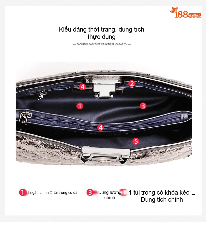 Túi Đeo Chéo Nữ Da Bò Lớp Đầu Quai Đeo Rộng Phong Cách Thời Trang Màu Xám Khói chi tiết 5