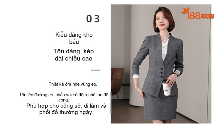 Áo Vest Nữ Tay Dài Công Sở Phong Cách Hàn Quốc Màu Xám, Đen chi tiết 6
