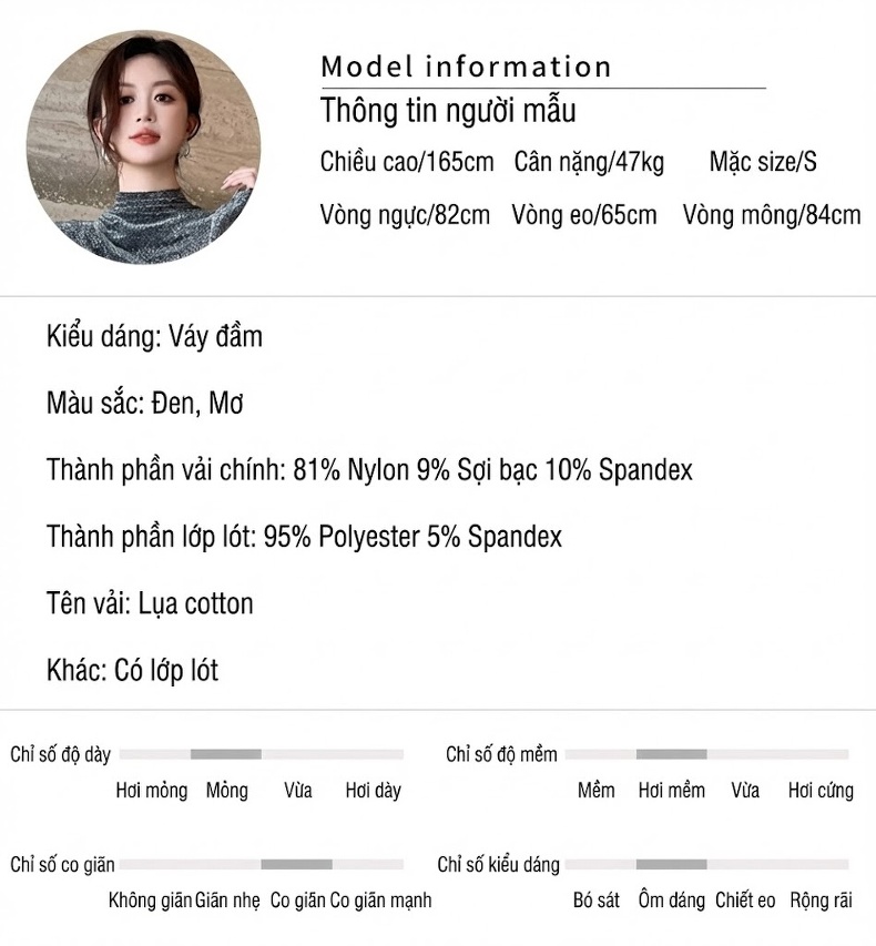 Váy Ôm Body Cổ Lọ Dài Tay Phong Cách Gợi Cảm Màu Trắng, Xám chi tiết 2