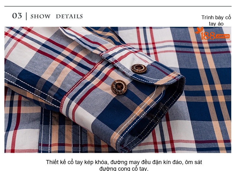 Áo Sơ Mi Tay Dài Nam Cotton Kẻ Caro Thời Trang Công Sở Hàng Ngày Màu Xanh, Đen, Đỏ, Xám... chi tiết 24