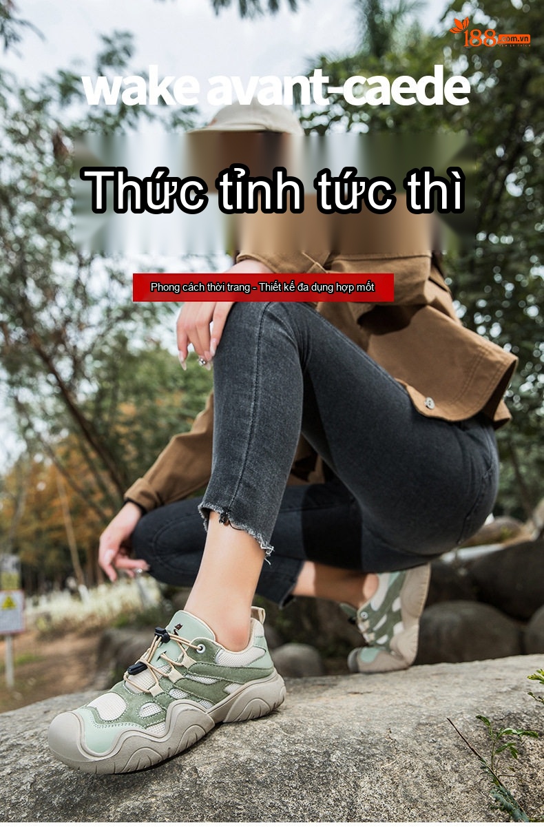 Giày Leo Núi Nam Da Thật Đế Dày Chiều Cao Đế Khoảng 5cm Màu Kem, Xám, Xanh Navy chi tiết 2