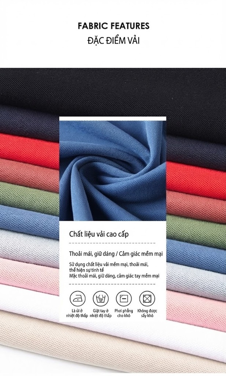 Áo Polo Nam Cotton Ngắn Tay Thời Trang Màu Xanh Lá, Xanh Dương, Hồng, Trắng... chi tiết 2