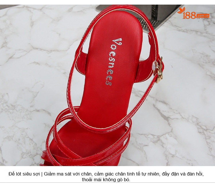 Giày Sandal Cao Gót Nữ Quai Chéo Gót Trong Suốt Gót Cao 11cm Màu Đen, Đỏ, Trắng, Hồng... chi tiết 5