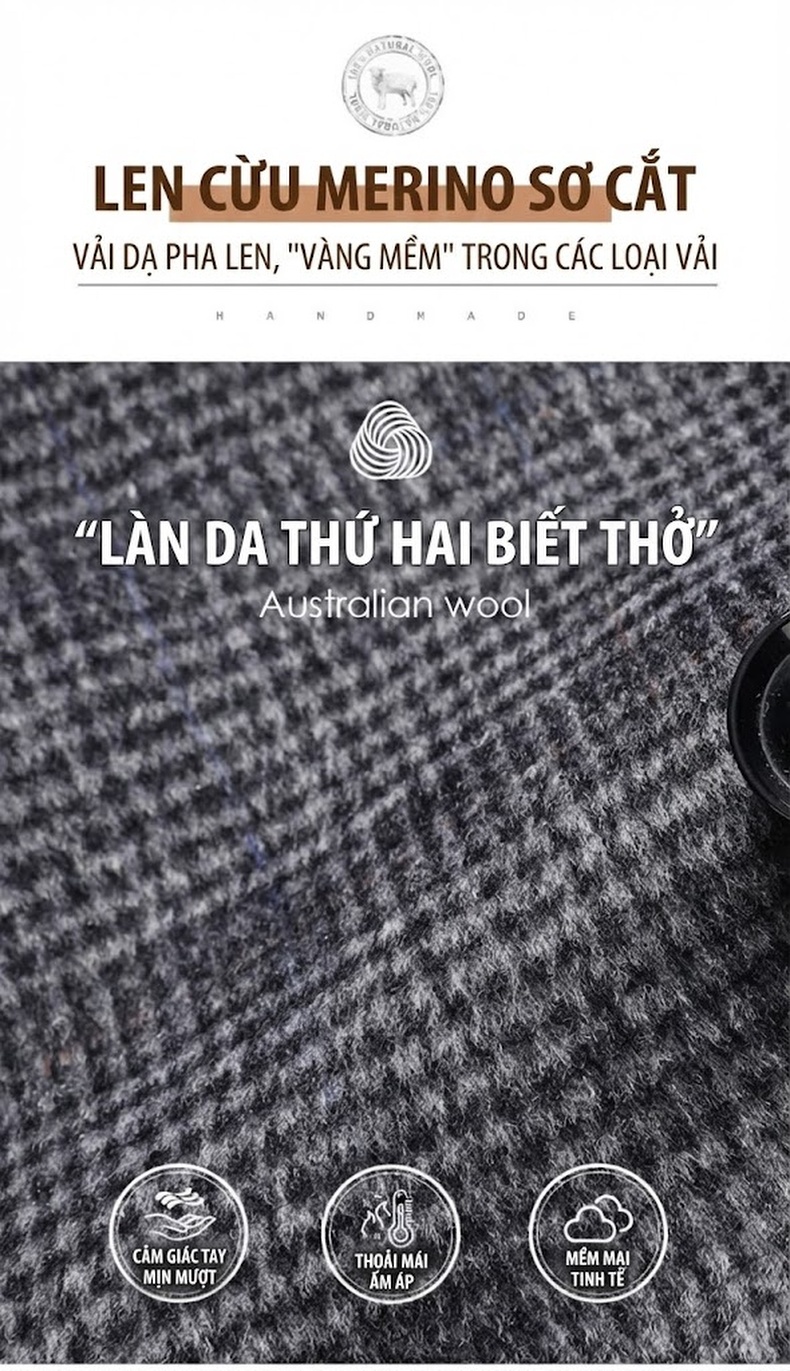 Áo Khoác Dạ Nam Hai Mặt Dáng Ôm Vừa Vặn Màu Xám chi tiết 24