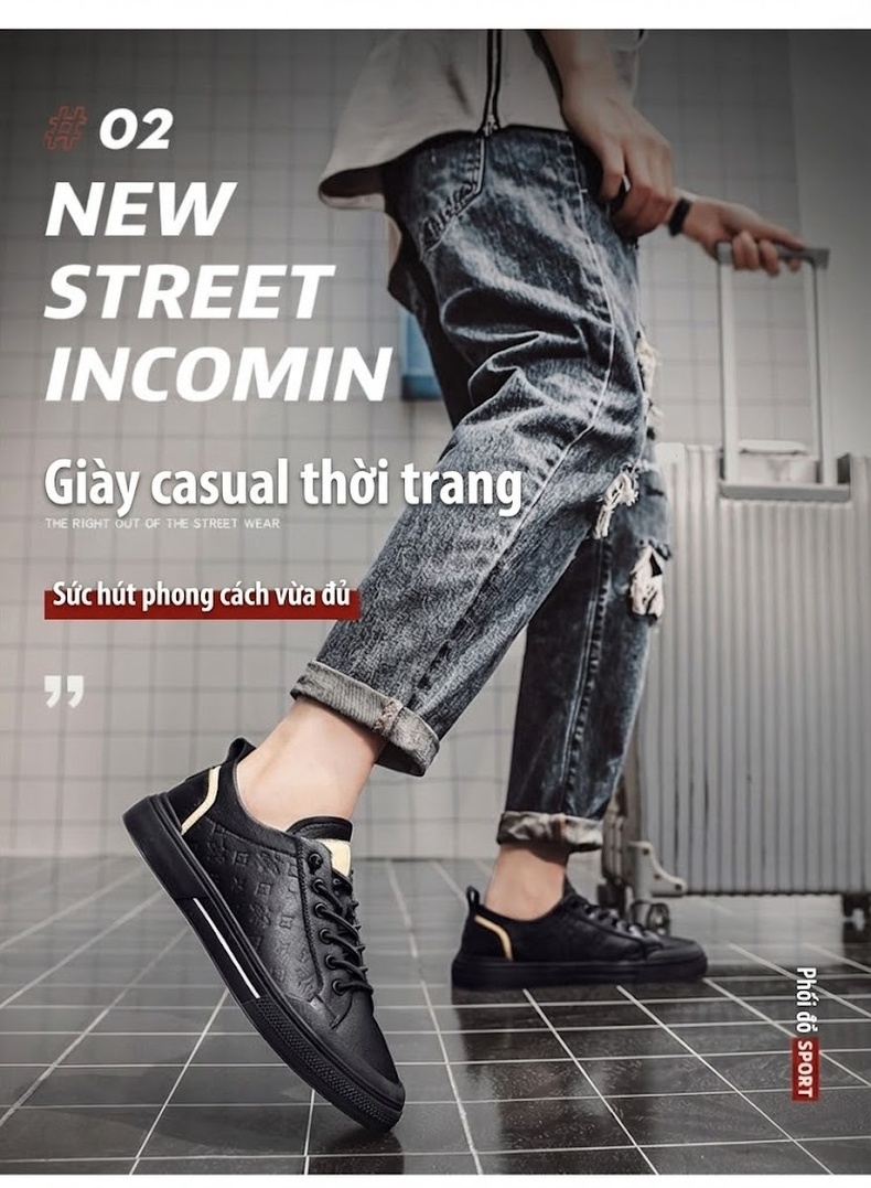 Giày Thể Thao Nam Da Bóng Chiều Cao Đế Khoảng 3cm Màu Trắng, Đen chi tiết 5