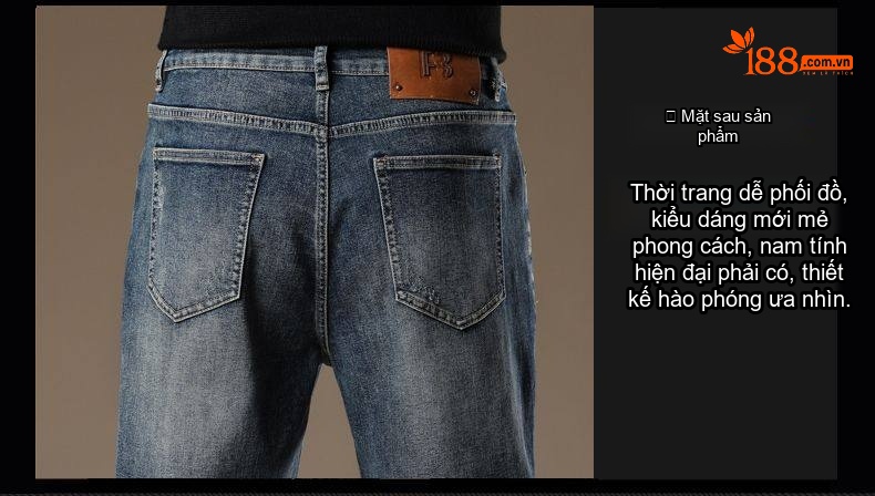 Quần Jean Nam Ống Đứng Ôm Vừa Vặn Phong Cách Âu Mỹ Màu Xanh Denim chi tiết 7