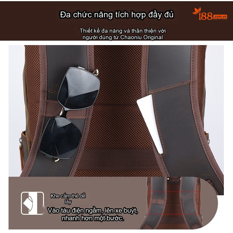Balo da bò đựng laptop phong cách retro đi du lịch chi tiết 6