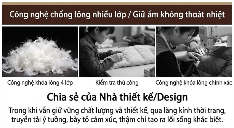 Áo Gile Phao Lông Vũ Nam 90% Lót Lông Vịt Trắng Giữ Ấm Không Tay Màu Đen chi tiết 10