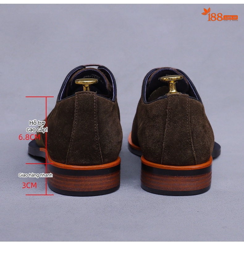 Giày Tây Buộc Dây Nam Da Mờ Phối Màu Chiều Cao Đế Khoảng 3cm Màu Nâu, Cam, Xanh chi tiết 17