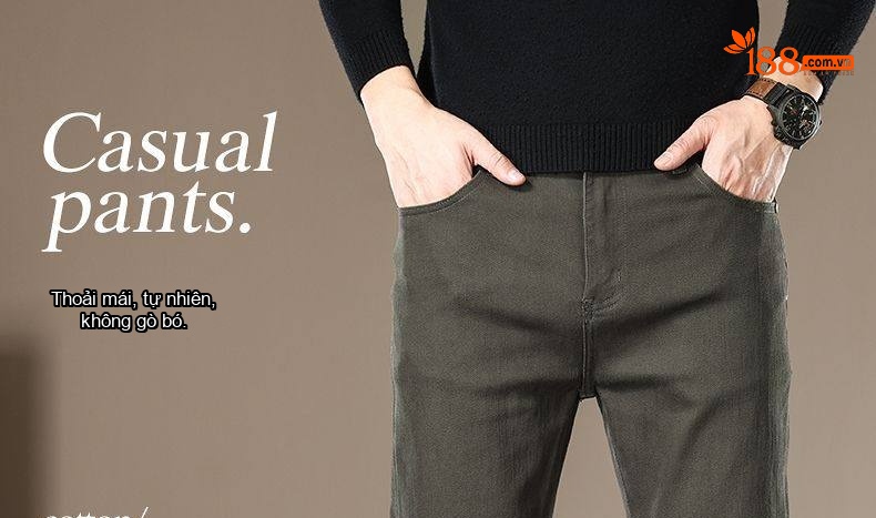 Quần Jean Nam Cotton Màu Trơn Dáng Ôm Vừa Vặn Co Giãn Tốt Màu Xám chi tiết 1