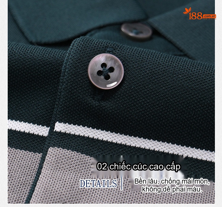 Áo Polo Nam Cotton Tay Ngắn Form Rộng Cổ Bẻ Thanh Lịch Màu Trắng, Xanh Đen, Xanh Navy chi tiết 6