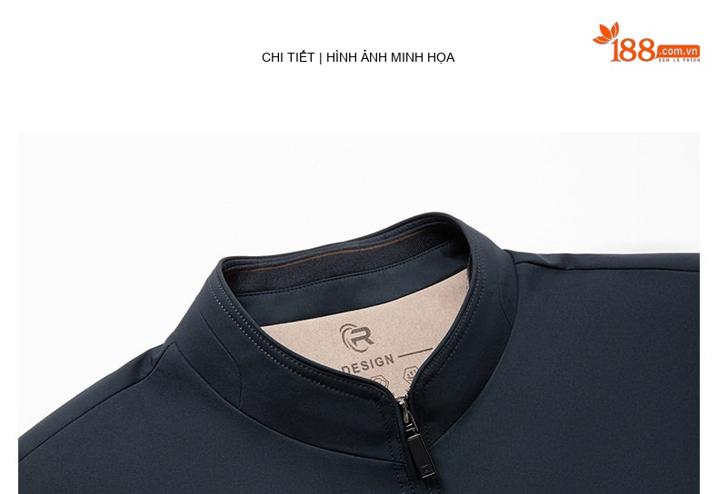 Áo Khoác Bomber Nam Cổ Trụ Dáng Ôm Vừa Vặn Màu Xanh Navy chi tiết 16