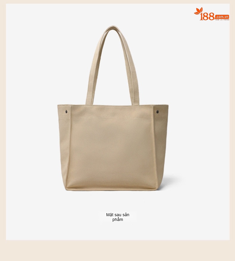 Túi Tote Nữ Vải Canvas Đựng Vừa A4 Đa Năng Phong Cách Hàn Quốc Màu Be chi tiết 11