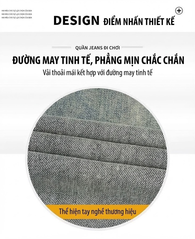 Quần Jean Nam Cotton In Họa Tiết Rách Gối Dáng Ôm Vừa Màu Xanh chi tiết 5
