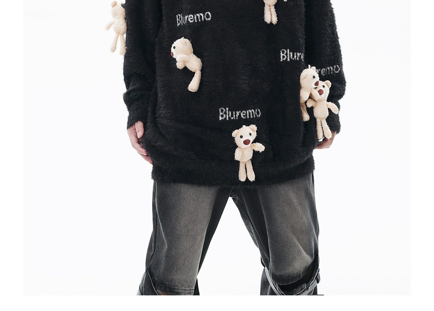 Áo Sweater Nữ Dệt Kim Hình Gấu Hoạt Hình Thêu Chữ Phong Cách Trẻ Trung Màu Đen, Nâu, Hồng, Trắng... chi tiết 14