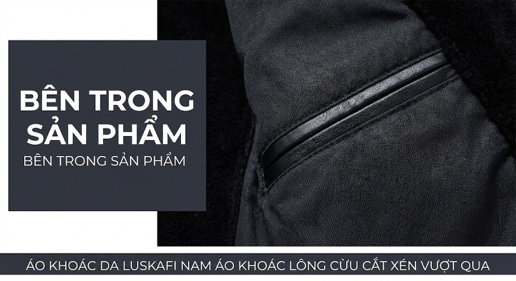 Áo Khoác Da Thật Nam Cổ Bẻ Dáng Ngắn Phong Cách Doanh Nhân Màu Đen chi tiết 9