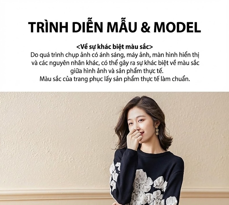 Set Áo Len Nữ Dệt Kim và Chân Váy Midi Họa Tiết Thời Trang Thu Đông Màu Đen chi tiết 8