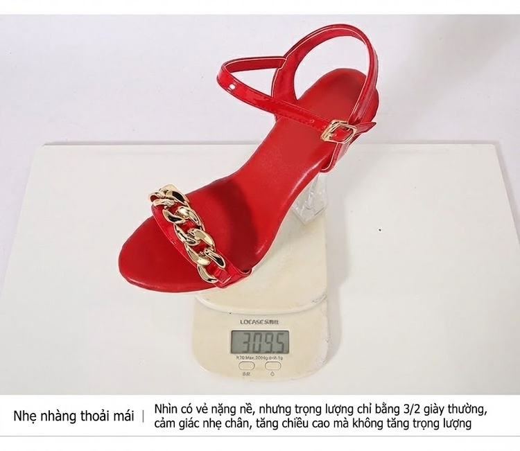 Giày Sandal Cao Gót Nữ Quai Ngang Da Bóng Gót Cao 10cm - 12cm Màu Đen, Đỏ, Trắng chi tiết 5