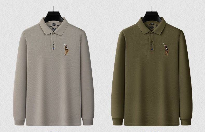 Áo Polo Nam Tay Dài Cotton Cổ Bẻ Phong Cách Doanh Nhân Màu Xanh Lá, Đen, Xanh Dương, Kem... chi tiết 12