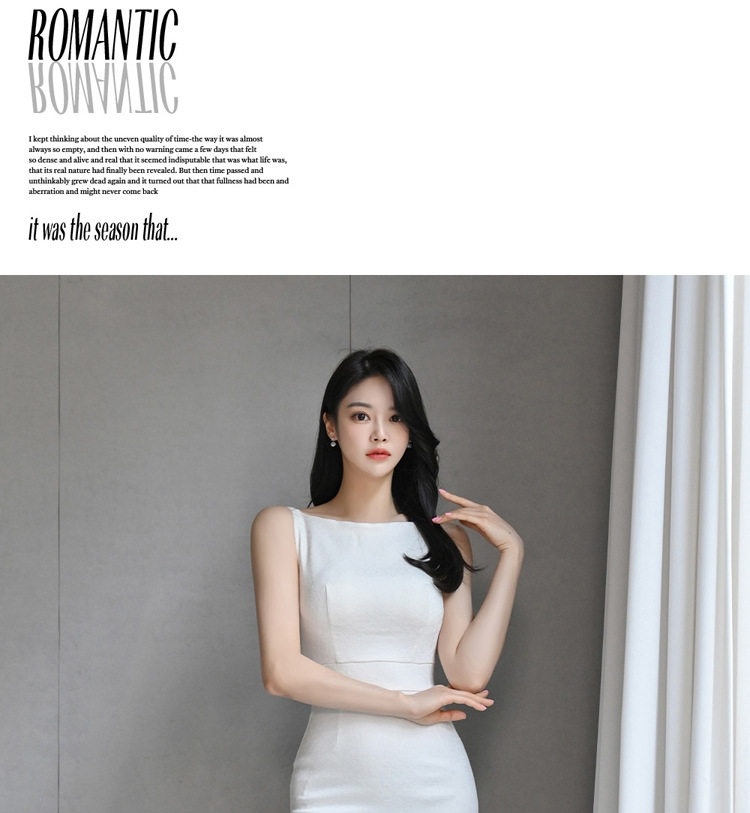 Đầm Ôm Body Nữ Dáng Bút Chì Thiết Kế Nhấn Eo Vải Jacquard Màu Trắng chi tiết 4