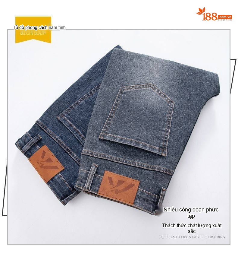 Quần Jean Nam Ống Đứng Cotton Dáng Rộng Co Giãn Thoải Mái Màu Xanh, Đen chi tiết 29